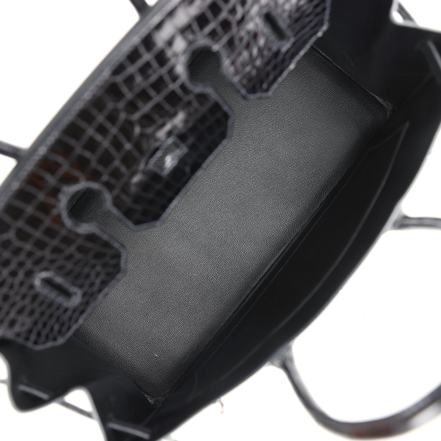 Hermes Birkin 35 Black Shiny Porosus Crocodile 18K White Gold Diamond Hardware