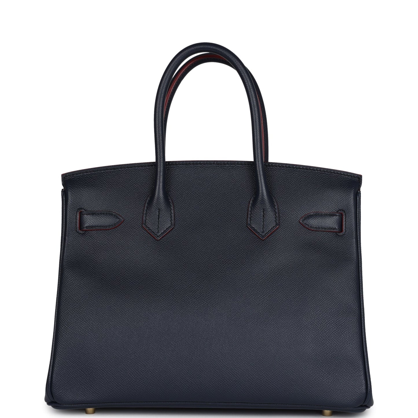 Hermes Birkin 30 Bleu Indigo and Rouge H Contour Epsom Gold Hardware