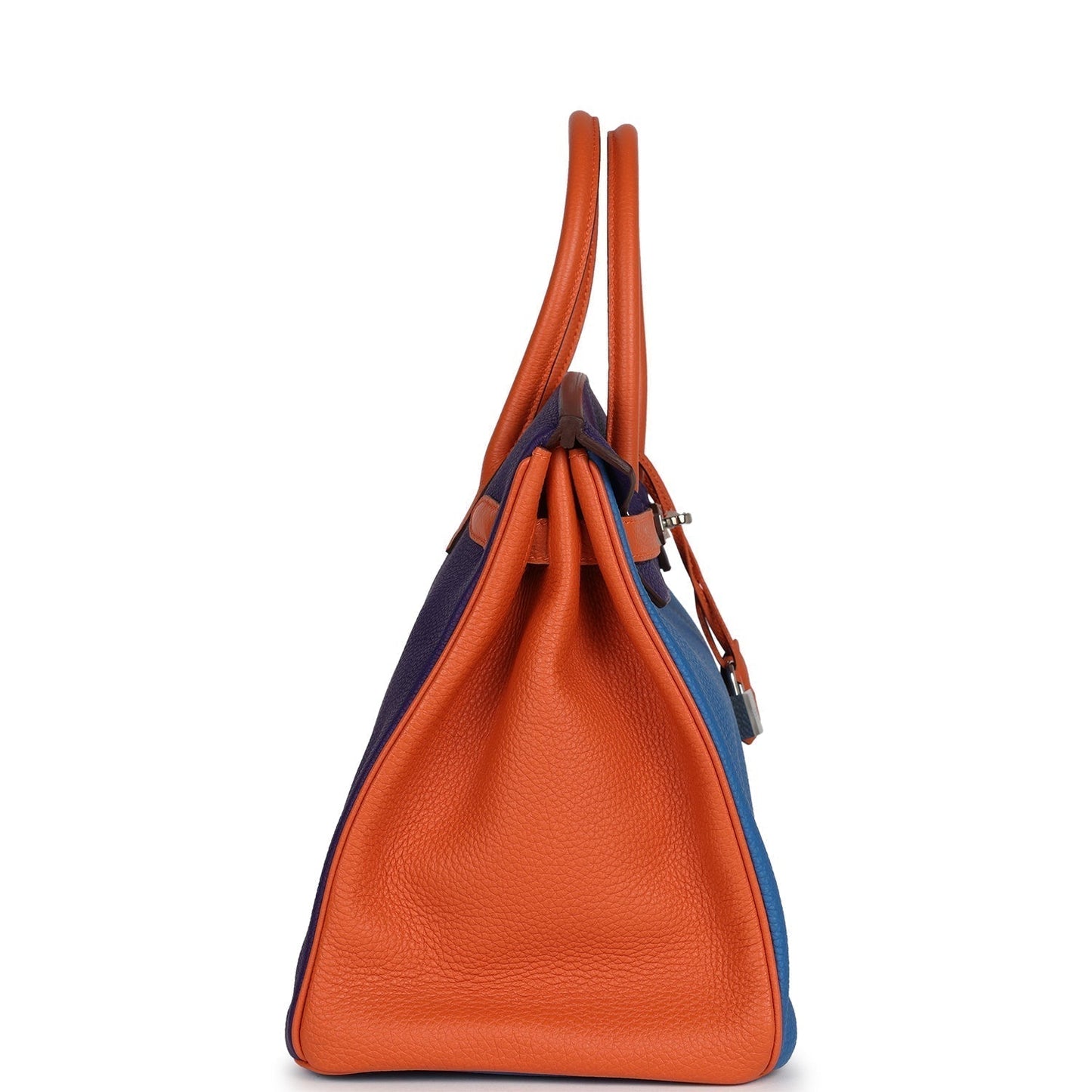 Hermes Special Order (HSS) Birkin 35 Tricolor Bleu Hydra, Ultraviolet and Orange Togo Palladium Hardware