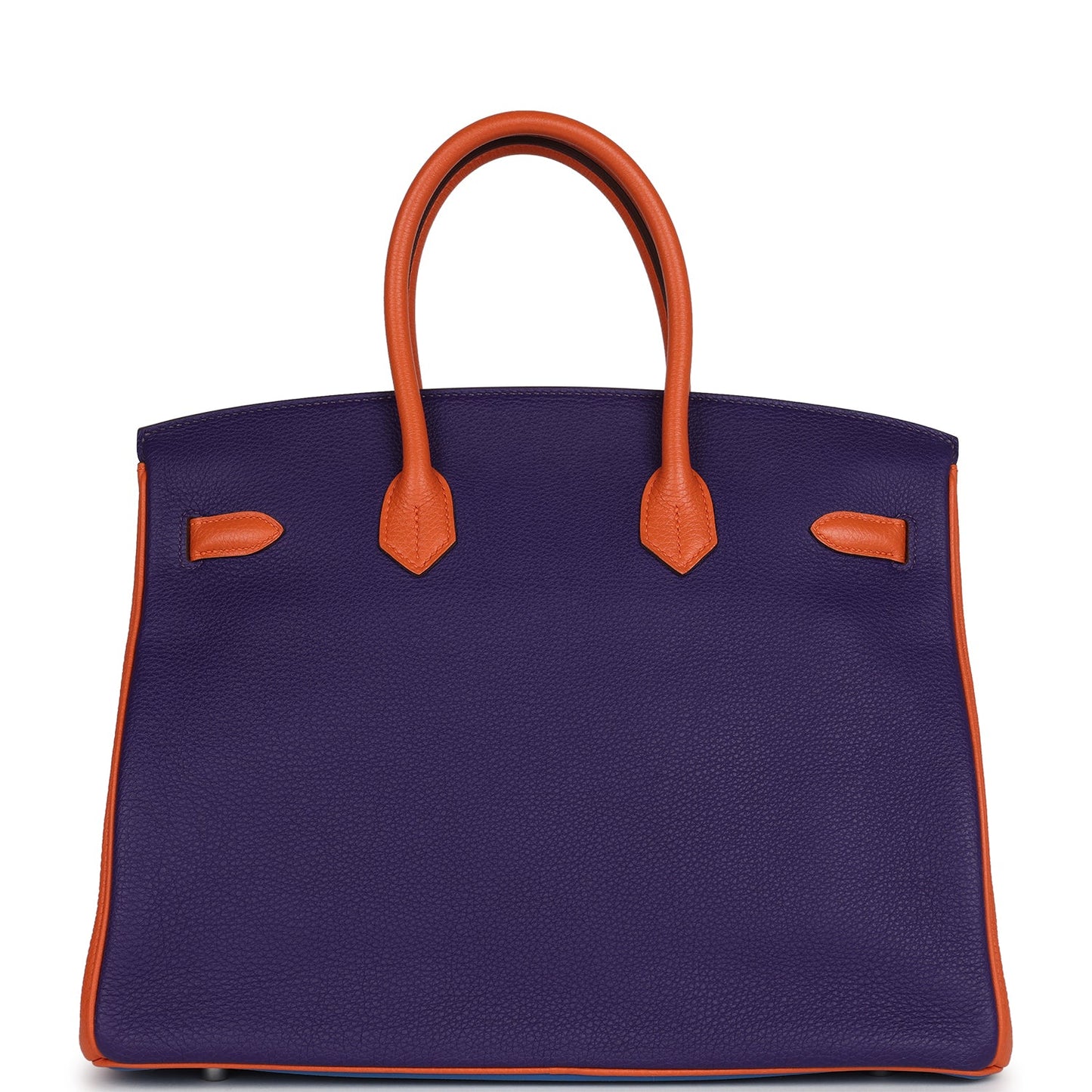 Hermes Special Order (HSS) Birkin 35 Tricolor Bleu Hydra, Ultraviolet and Orange Togo Palladium Hardware