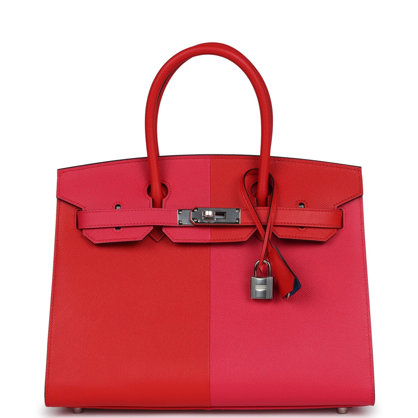 Hermes Casaque Birkin Sellier 30 Rouge De Coeur and Rose Extreme Epsom Palladium Hardware