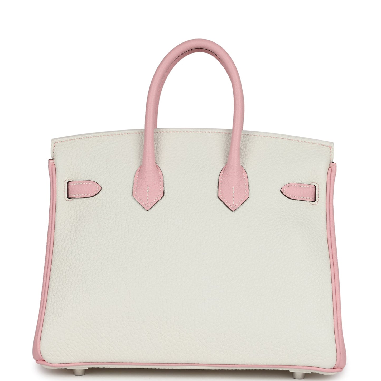 Hermes Special Order (HSS) Birkin 25 Rose Sakura and White Clemence Brushed Palladium Hardware