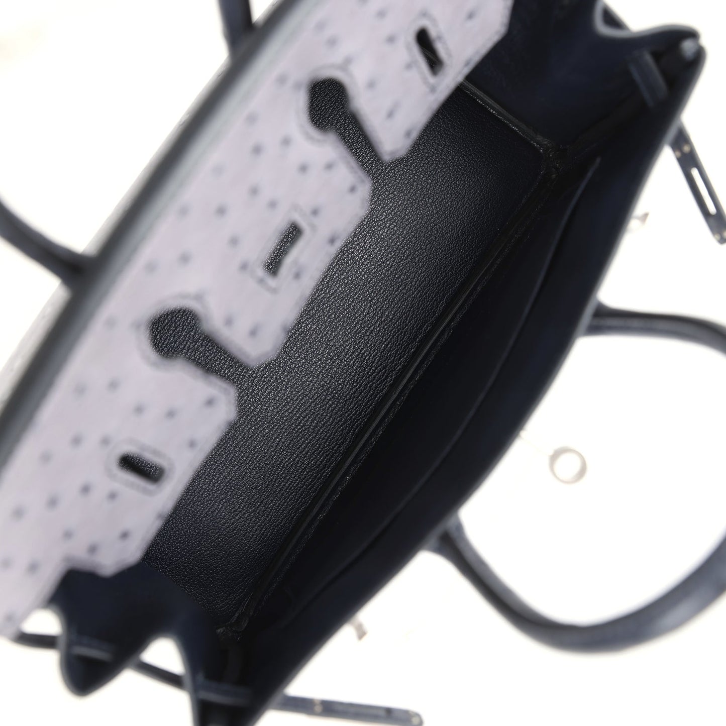 Hermes Special Order (HSS) Birkin 25 Gris Agate and Bleu Indigo Ostrich Brushed Palladium Hardware