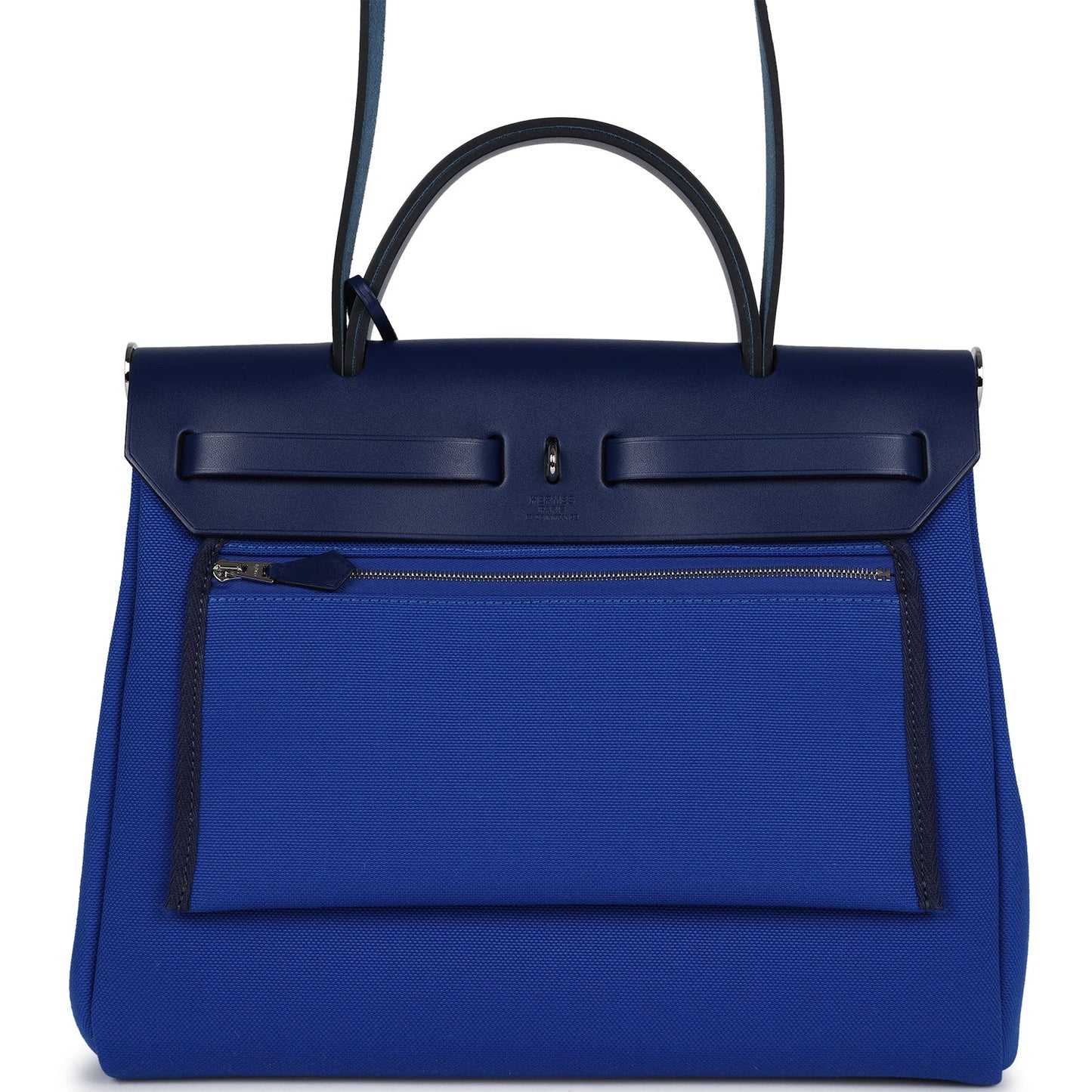 Hermes Herbag Zip PM 31 Bleu Bill Toile Militaire Canvas and Bleu Saphir Vache Hunter Palladium Hardware