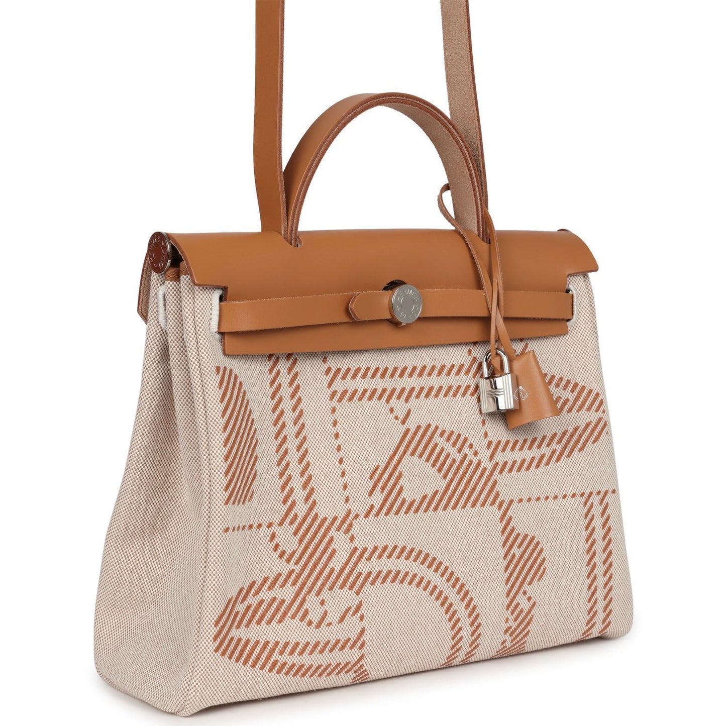 Hermes Herbag Zip PM 31 'Brides de Gala' Natural Sable Berline Hunter and Ecru Toile H Canvas Palladium Hardware