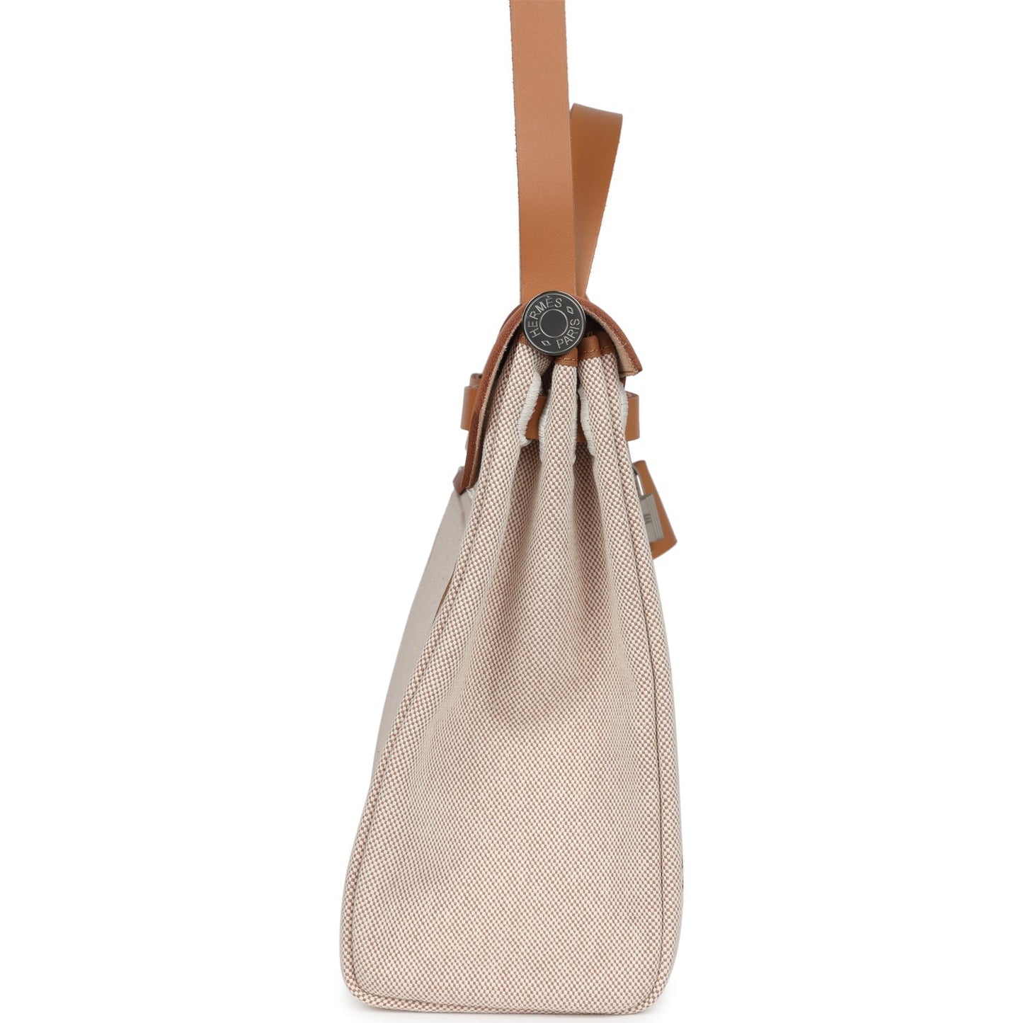 Hermes Herbag Zip PM 31 'Brides de Gala' Natural Sable Berline Hunter and Ecru Toile H Canvas Palladium Hardware
