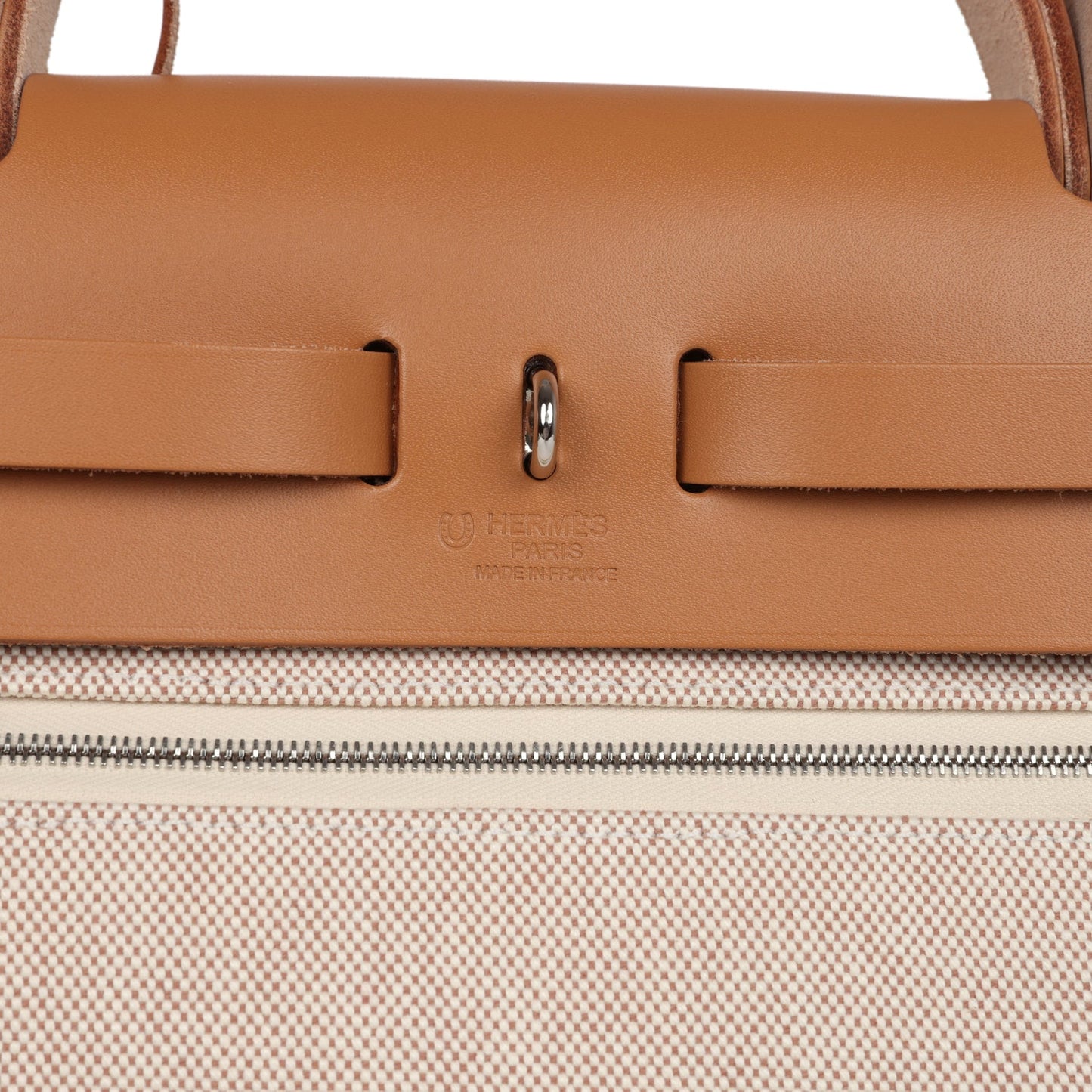 Hermes Herbag Zip PM 31 'Brides de Gala' Natural Sable Berline Hunter and Ecru Toile H Canvas Palladium Hardware