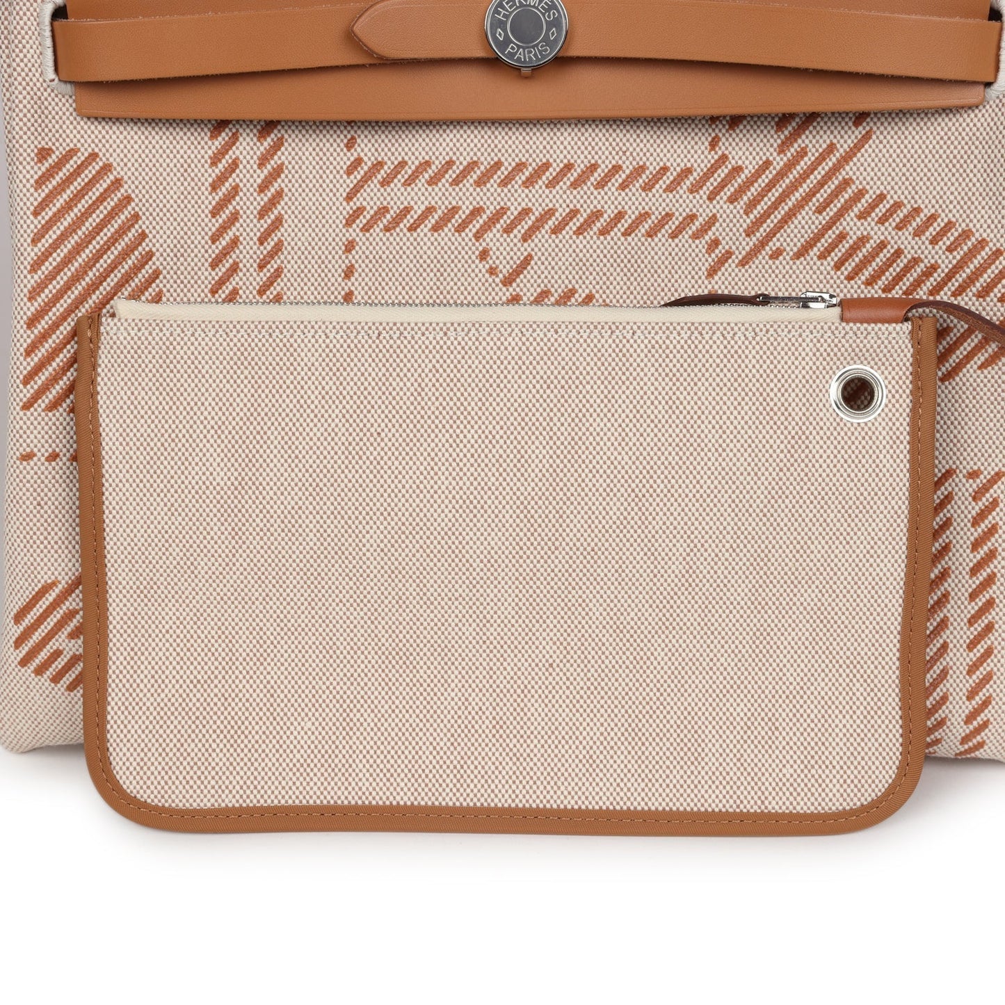 Hermes Herbag Zip PM 31 'Brides de Gala' Natural Sable Berline Hunter and Ecru Toile H Canvas Palladium Hardware