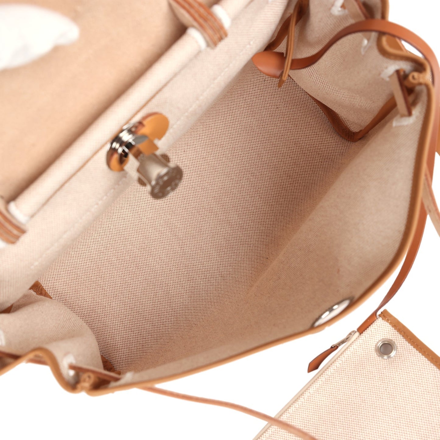Hermes Herbag Zip PM 31 'Brides de Gala' Natural Sable Berline Hunter and Ecru Toile H Canvas Palladium Hardware