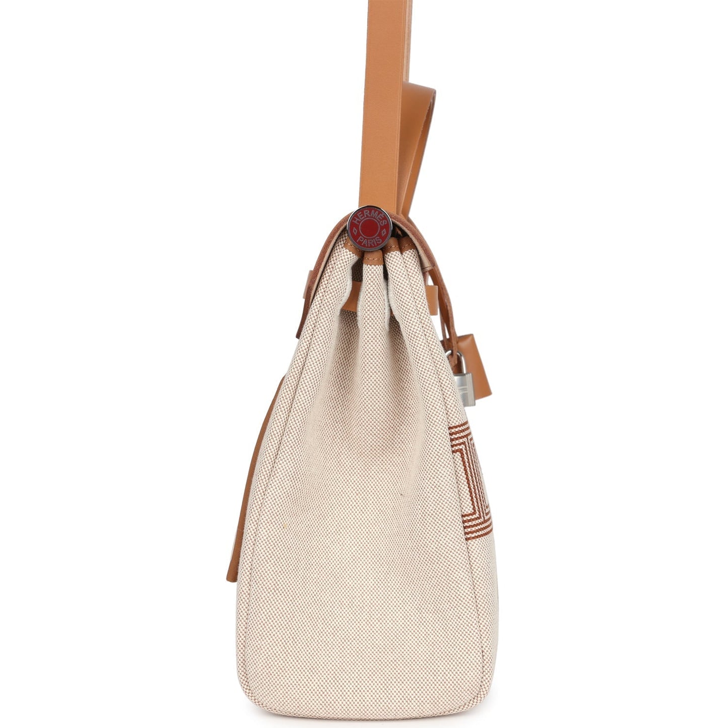 Hermes Herbag Zip PM 31 'Circuit 24' Ecru Toile H Canvas and Naturel Sable Hunter Lacquered Palladium Hardware