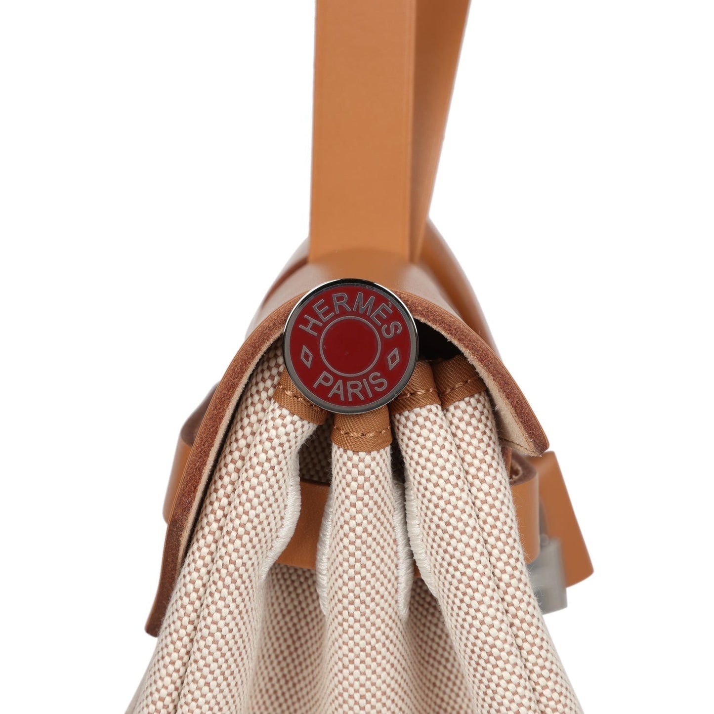 Hermes Herbag Zip PM 31 'Circuit 24' Ecru Toile H Canvas and Naturel Sable Hunter Lacquered Palladium Hardware