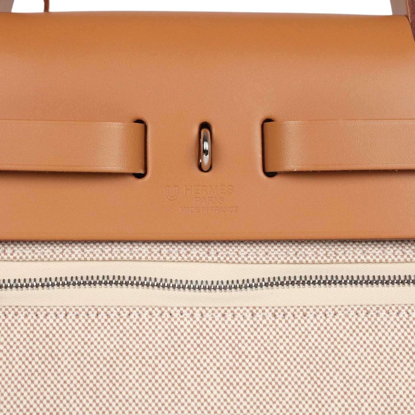 Hermes Herbag Zip PM 31 'Circuit 24' Ecru Toile H Canvas and Naturel Sable Hunter Lacquered Palladium Hardware