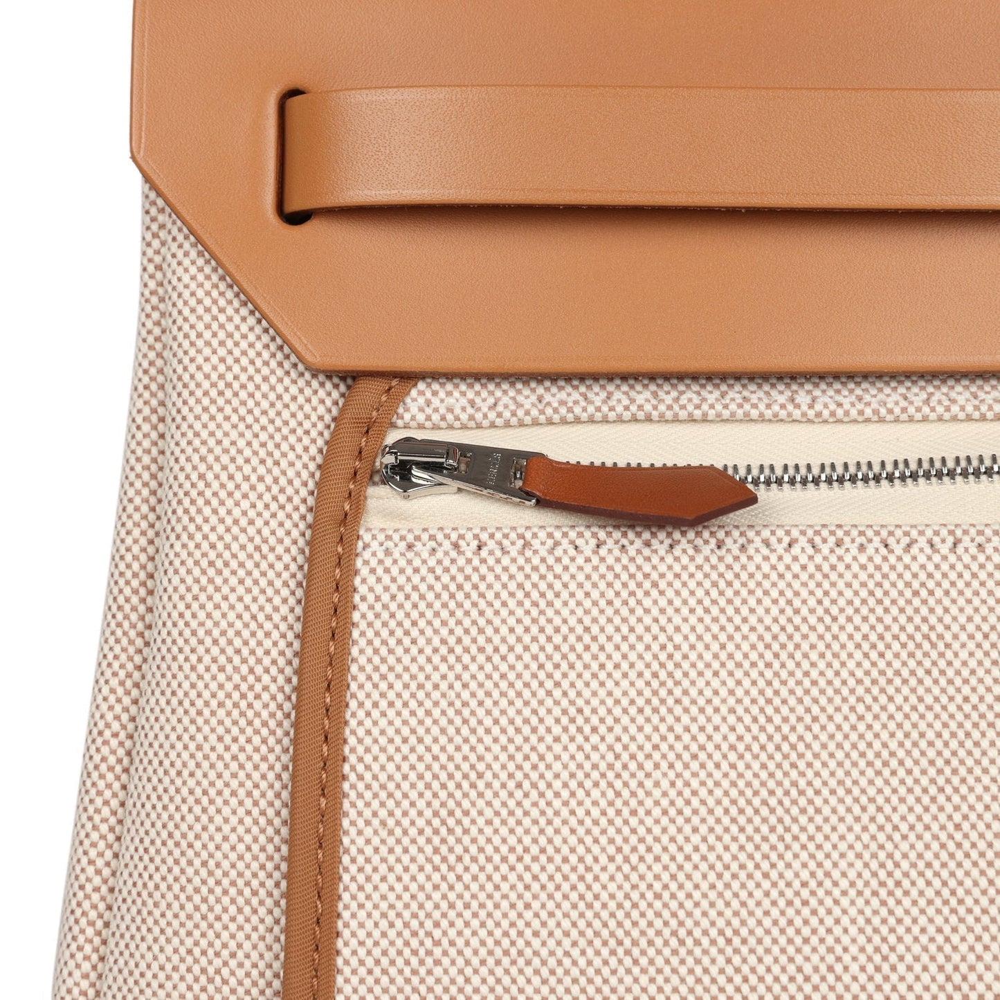 Hermes Herbag Zip PM 31 'Circuit 24' Ecru Toile H Canvas and Naturel Sable Hunter Lacquered Palladium Hardware