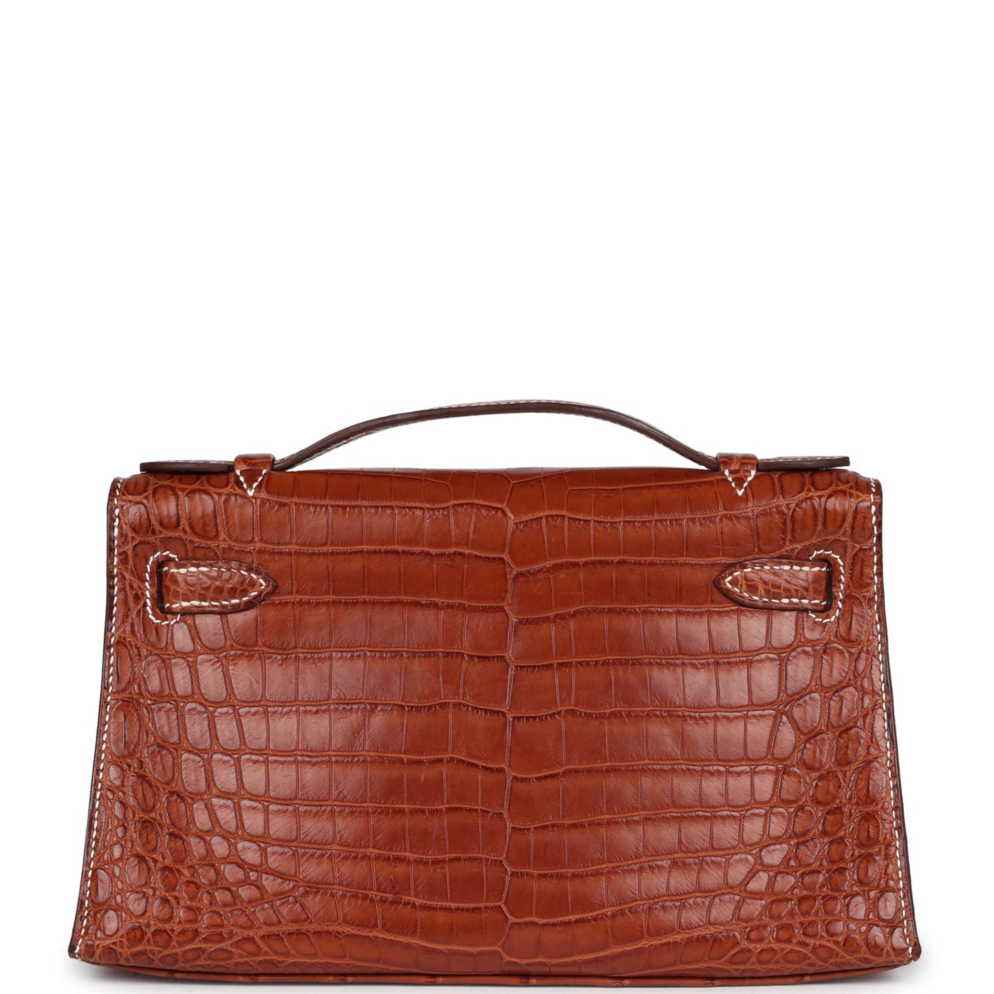 Hermes Kelly Pochette Fauve Matte Niloticus Crocodile Ruthenium Hardware