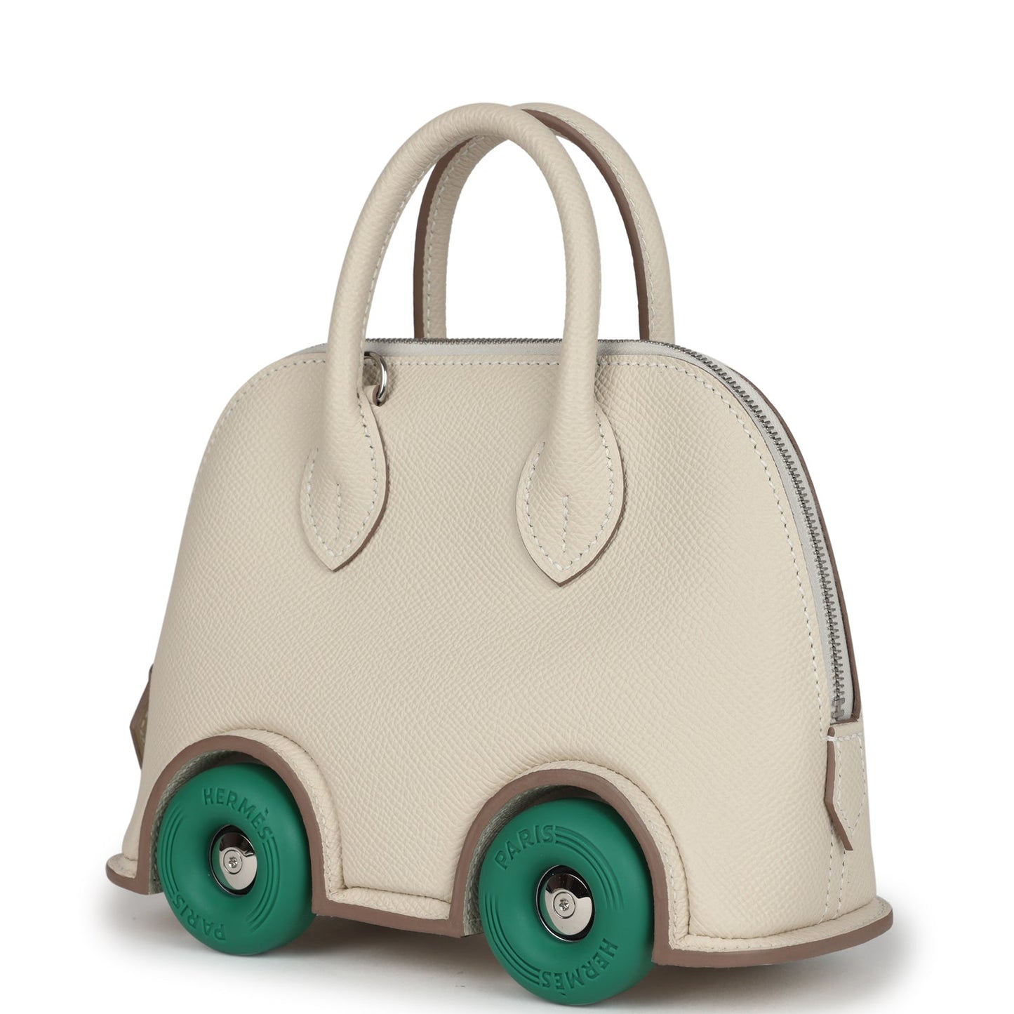 Hermes Bolide On Wheels 1923 Craie and Vert Vertigo Epsom Palladium Hardware