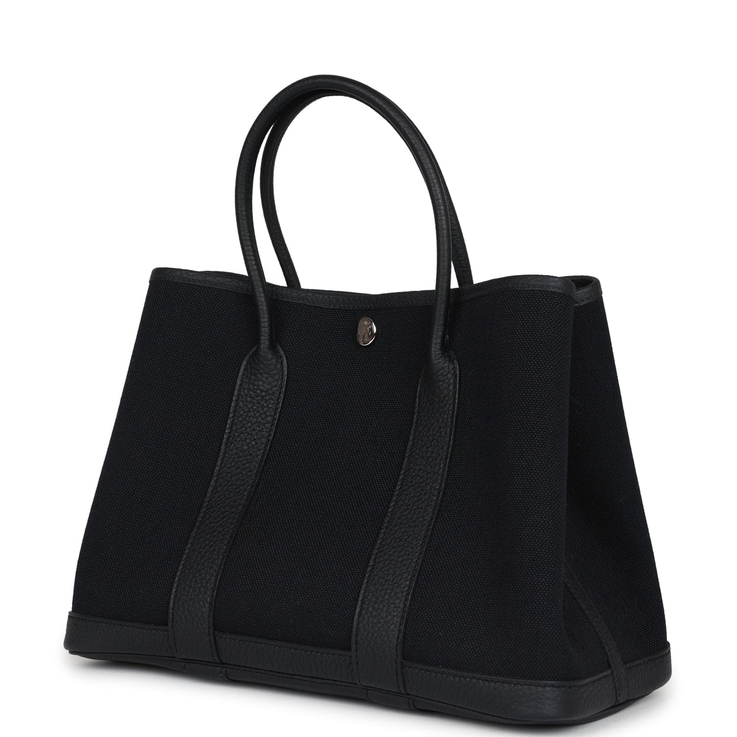 Hermes Garden Party 30 Black Toile and Negonda with Palladium Hardware