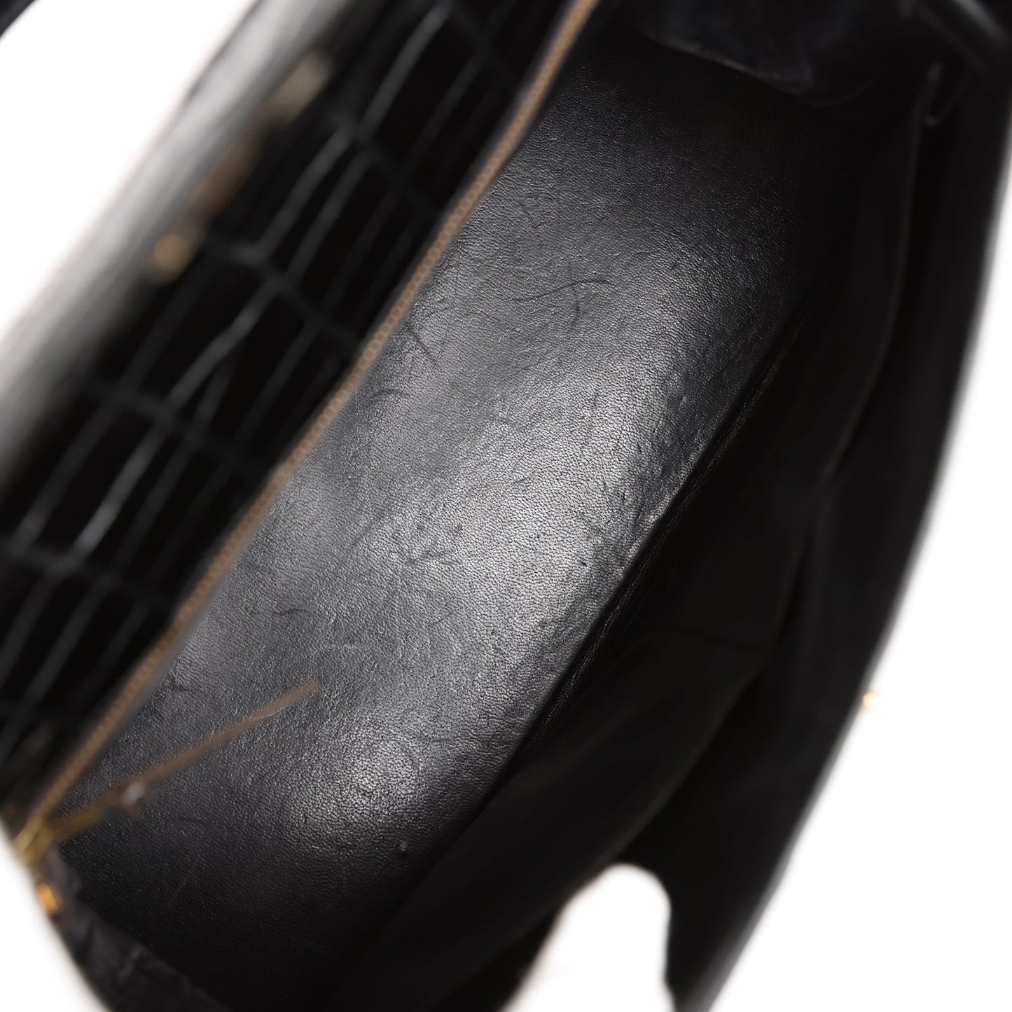 Vintage Hermes Kelly Crocodile Bag 32 Black Shiny Porosus Gold Hardware