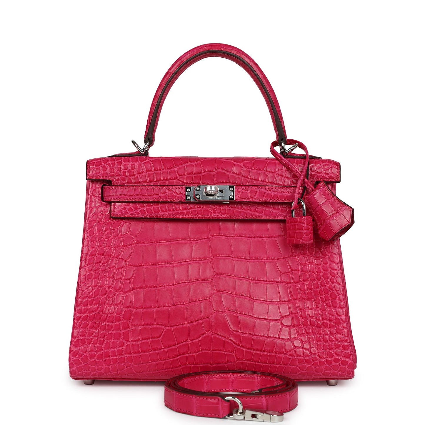 Hermes Kelly Retourne 25 Framboise Alligator Matte Palladium Hardware