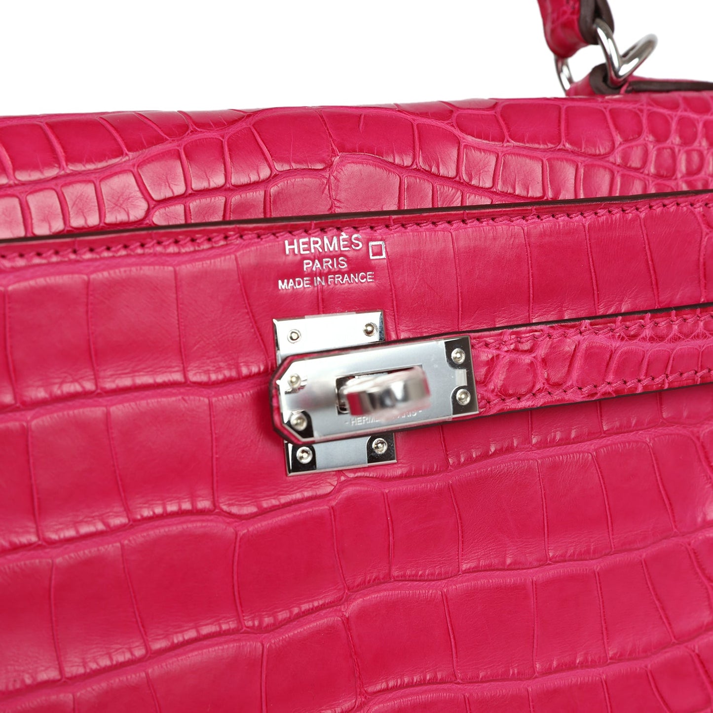 Hermes Kelly Retourne 25 Framboise Alligator Matte Palladium Hardware