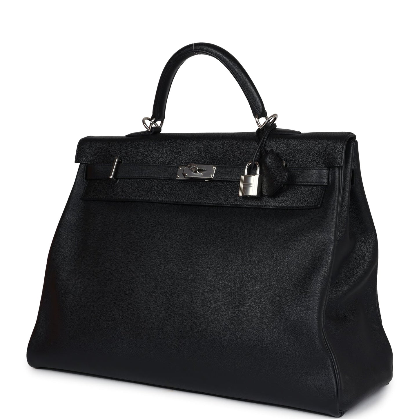 Hermes Kelly Voyage 50 Black Evercolor Palladium Hardware