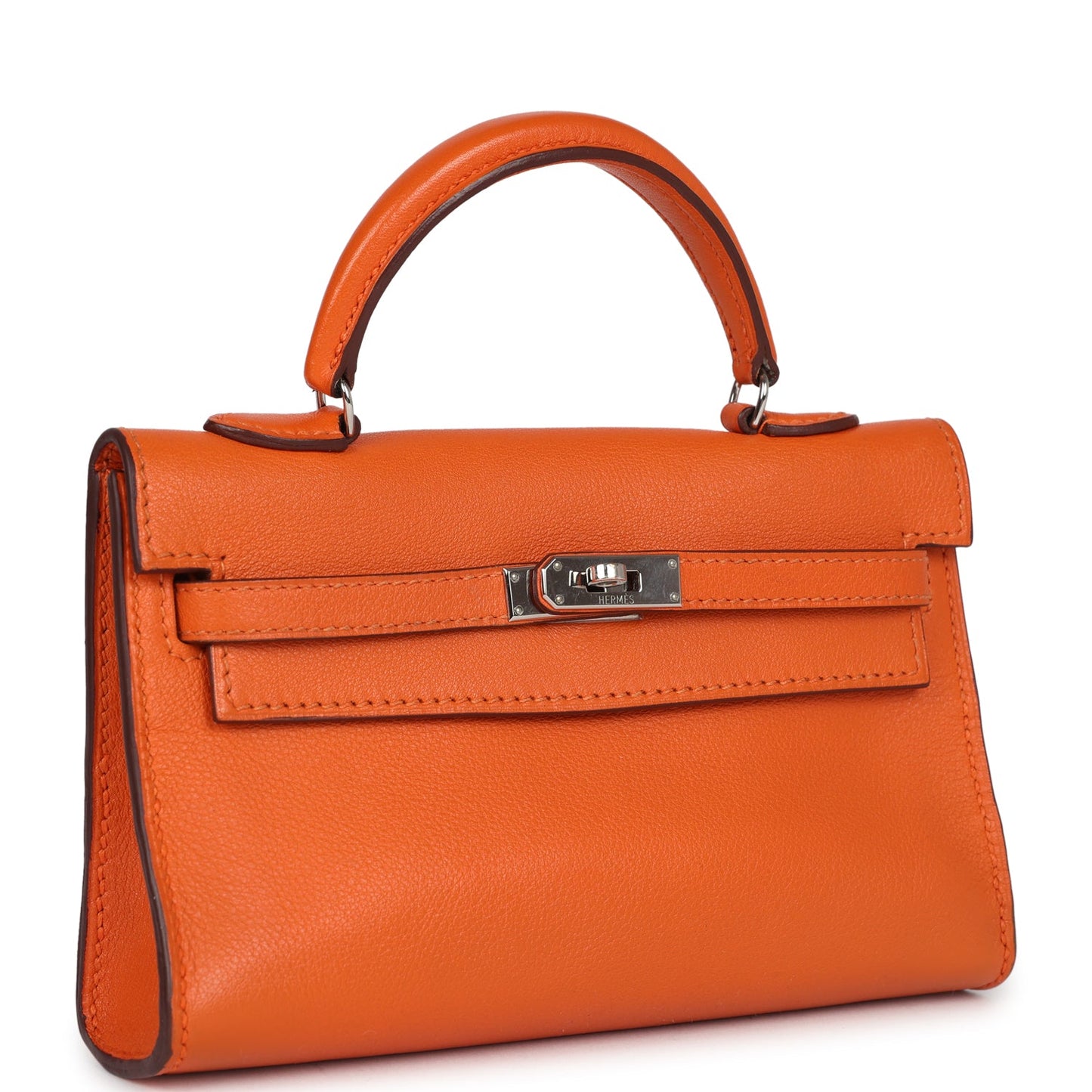 Hermes Micro Kelly 15 Orange Swift Palladium Hardware