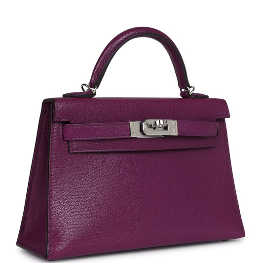 Hermes Kelly Sellier 20 Anemone Chevre Palladium Hardware