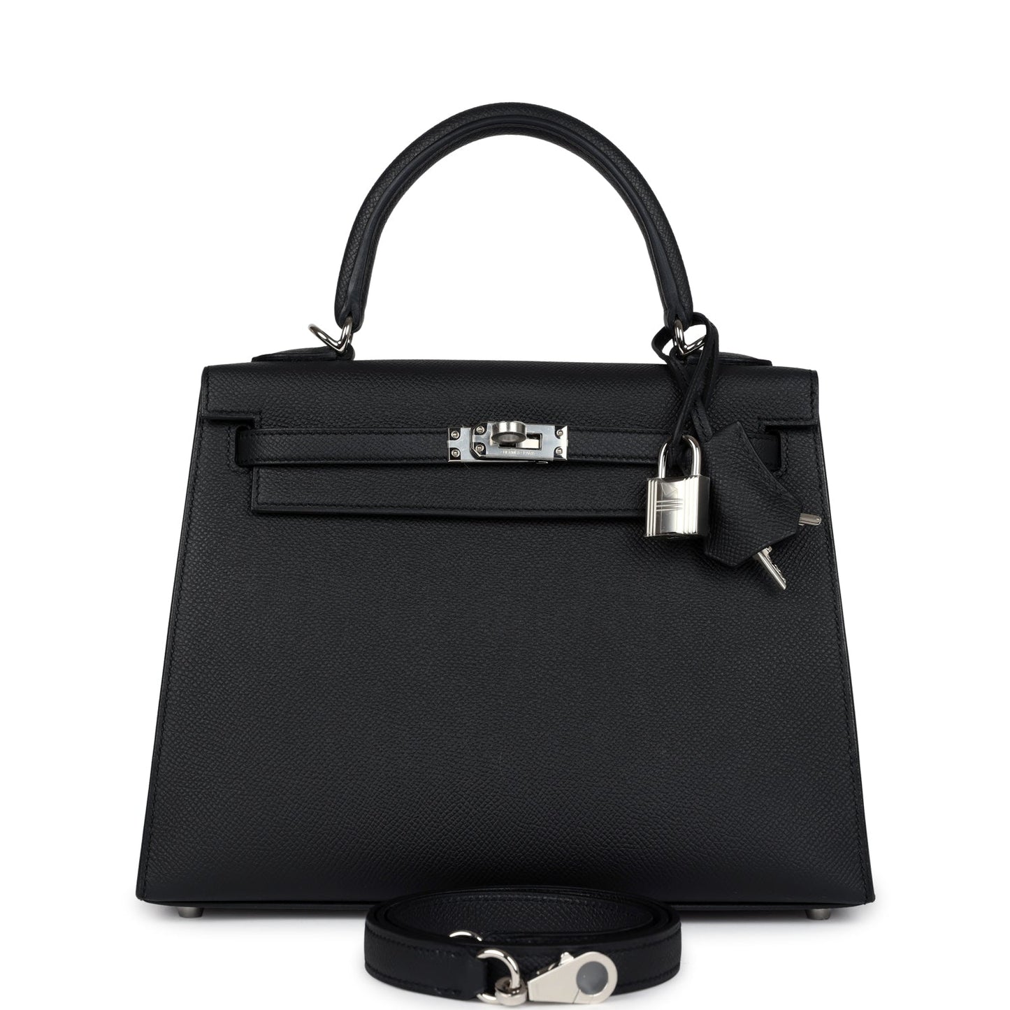 Hermes Kelly Sellier 25 Black Epsom Palladium Hardware