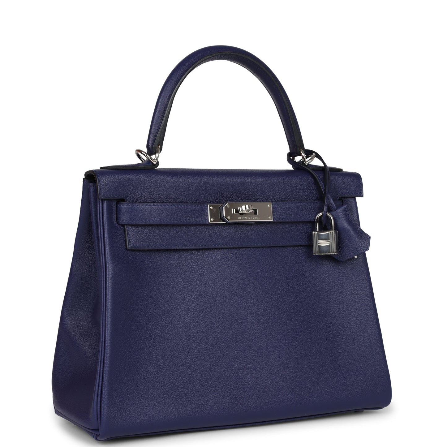 Hermes Kelly Retourne 28 Bleu Encre Verso Evercolor Palladium Hardware