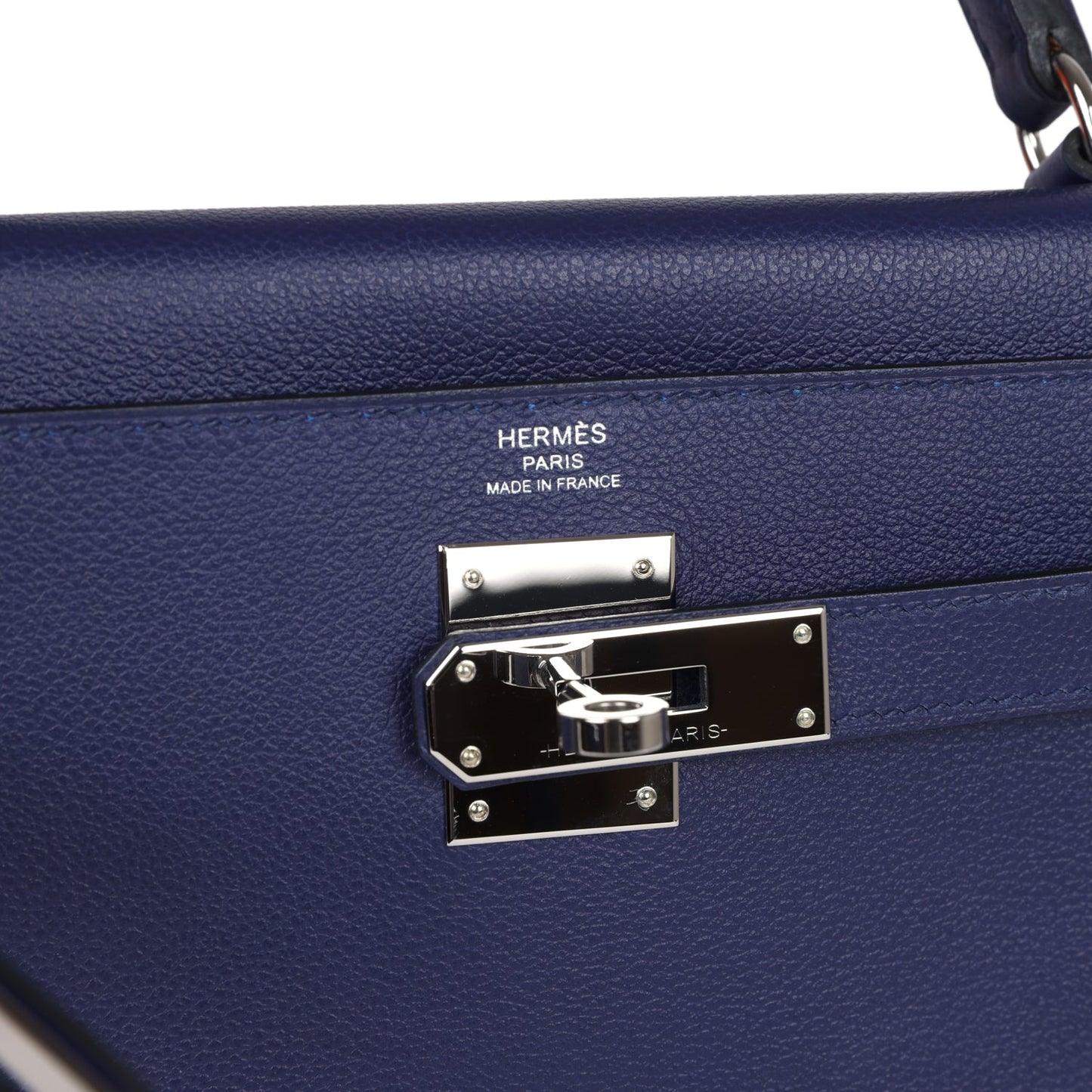 Hermes Kelly Retourne 28 Bleu Encre Verso Evercolor Palladium Hardware