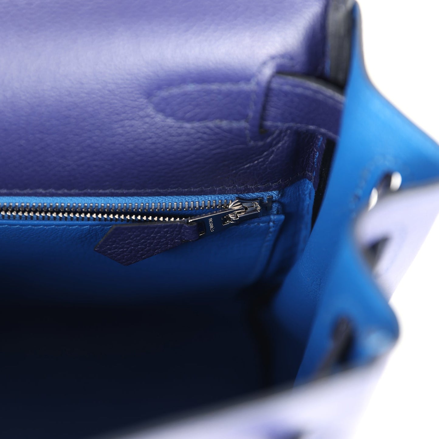 Hermes Kelly Retourne 28 Bleu Encre Verso Evercolor Palladium Hardware