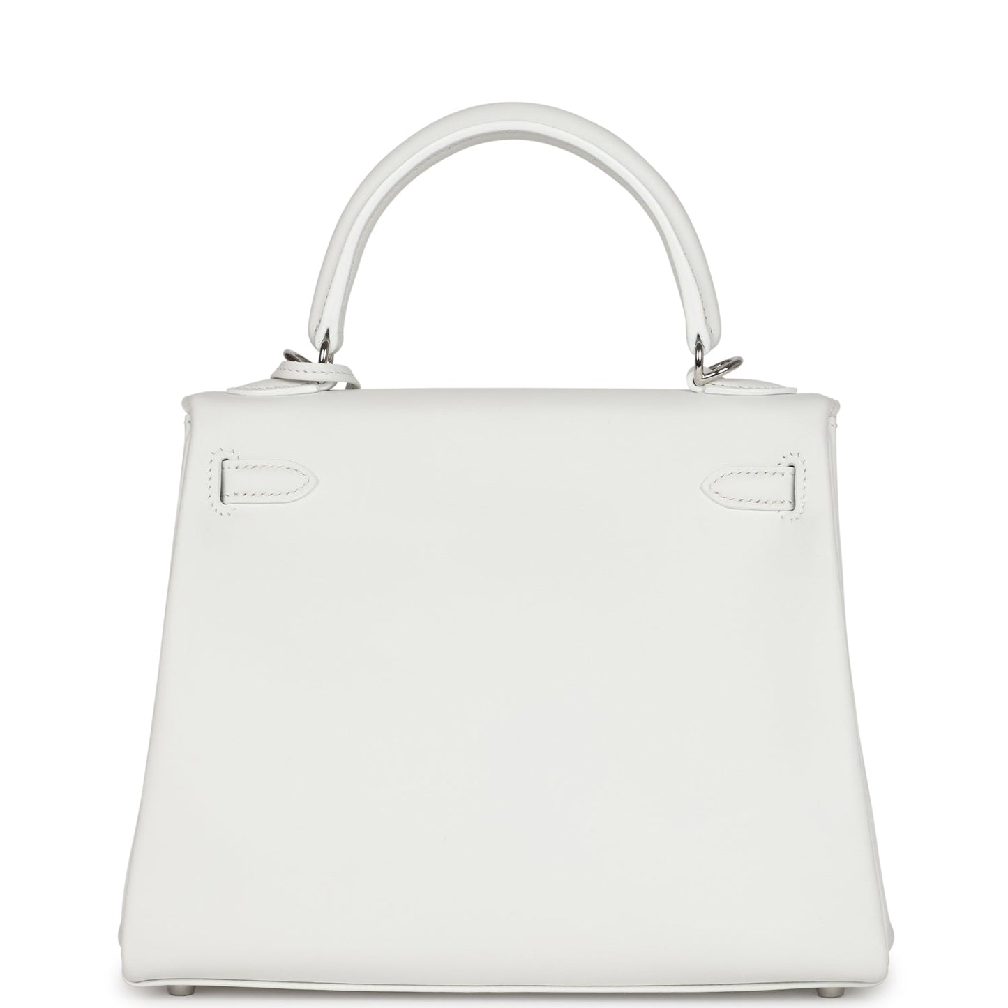 Hermes Kelly Retourne 25 New White Swift Palladium Hardware