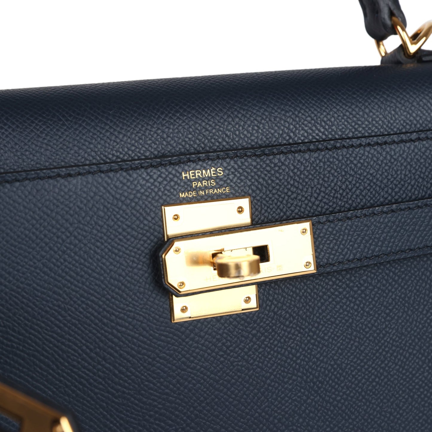 Hermes Kelly Sellier 28 Bleu Indigo Epsom Gold Hardware