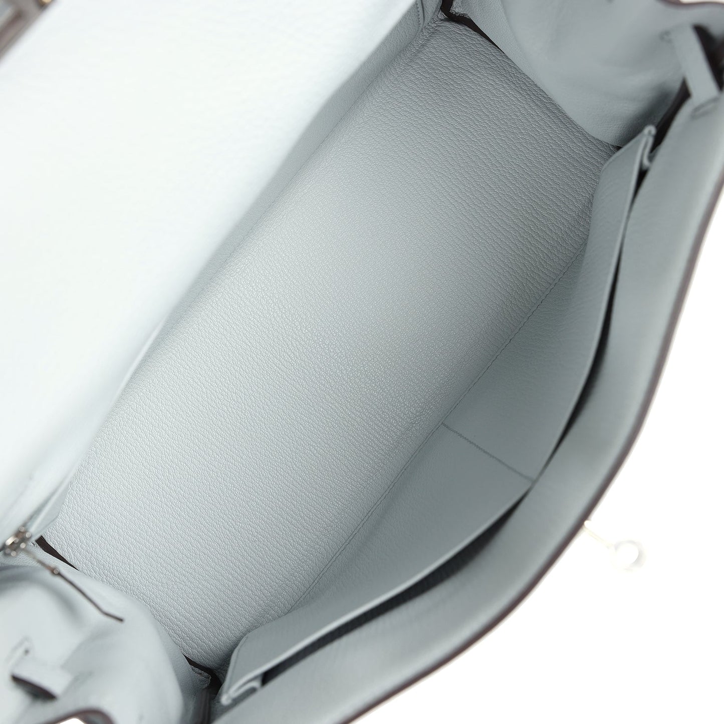 Hermes Kelly Retourne 32 Bleu Pale Clemence Palladium Hardware