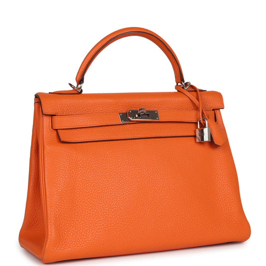 Hermes Kelly Retourne 32 Orange Togo Palladium Hardware