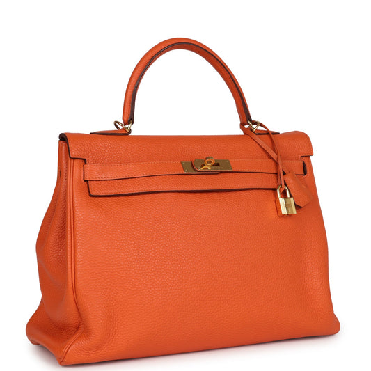 Hermes Kelly Retourne 35 Orange Togo Gold Hardware