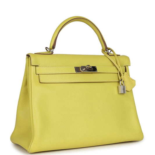Hermes Kelly Retourne 32 Lime Candy Epsom Palladium Hardware