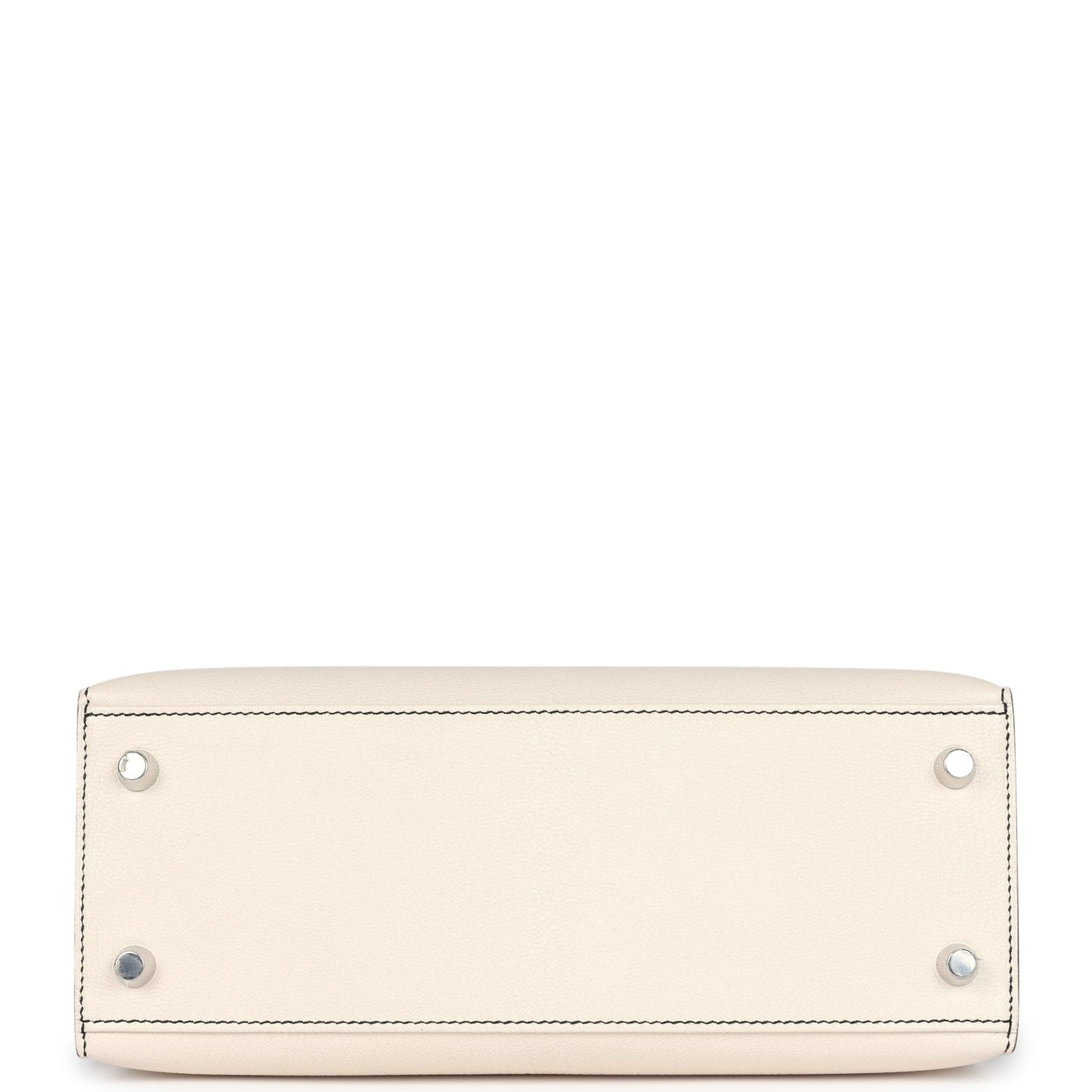 Hermes Special Order (HSS) Kelly Sellier 25 Nata and Black Chevre Mysore Brushed Palladium Hardware