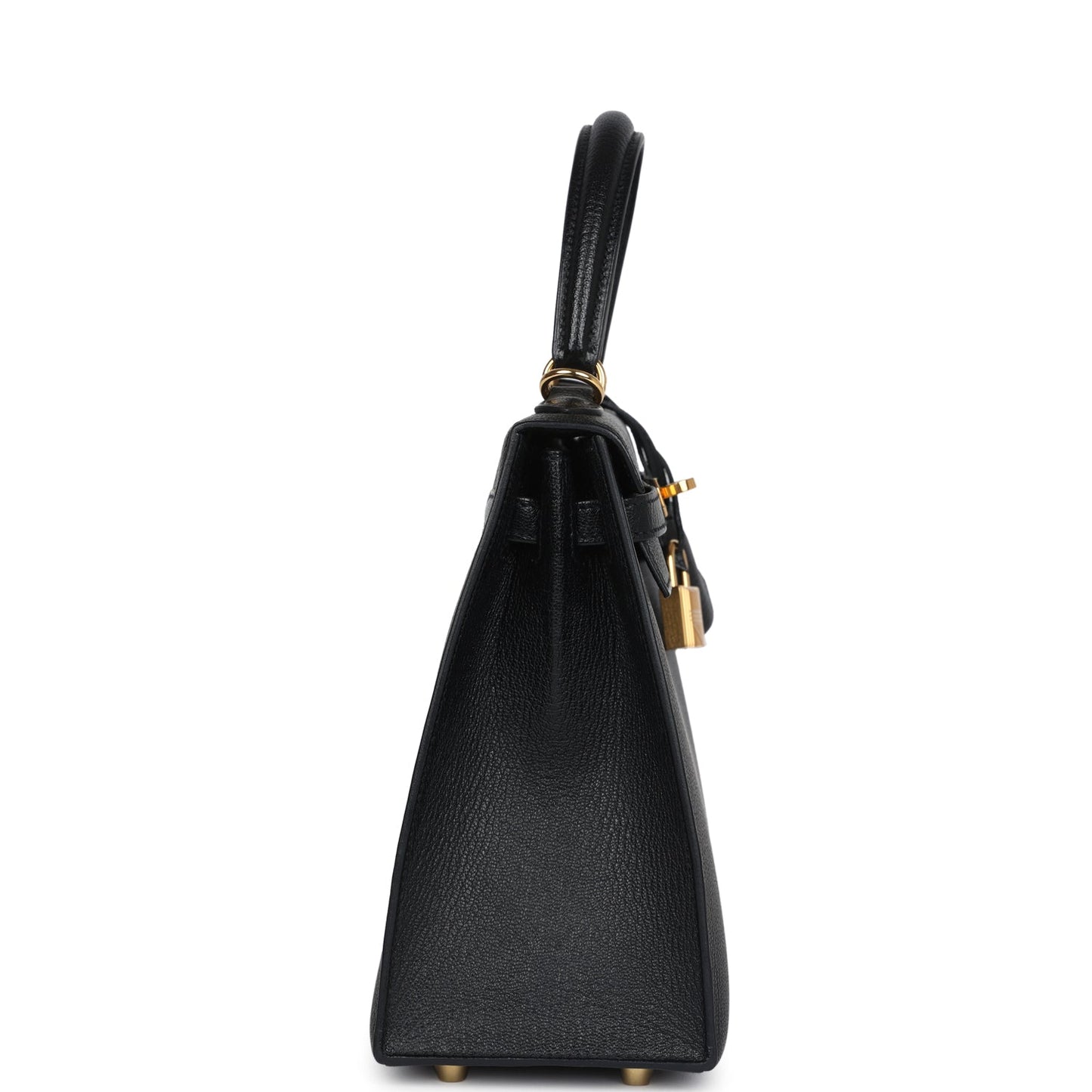 Hermes Kelly Sellier 25 Black Chevre Mysore Gold Hardware