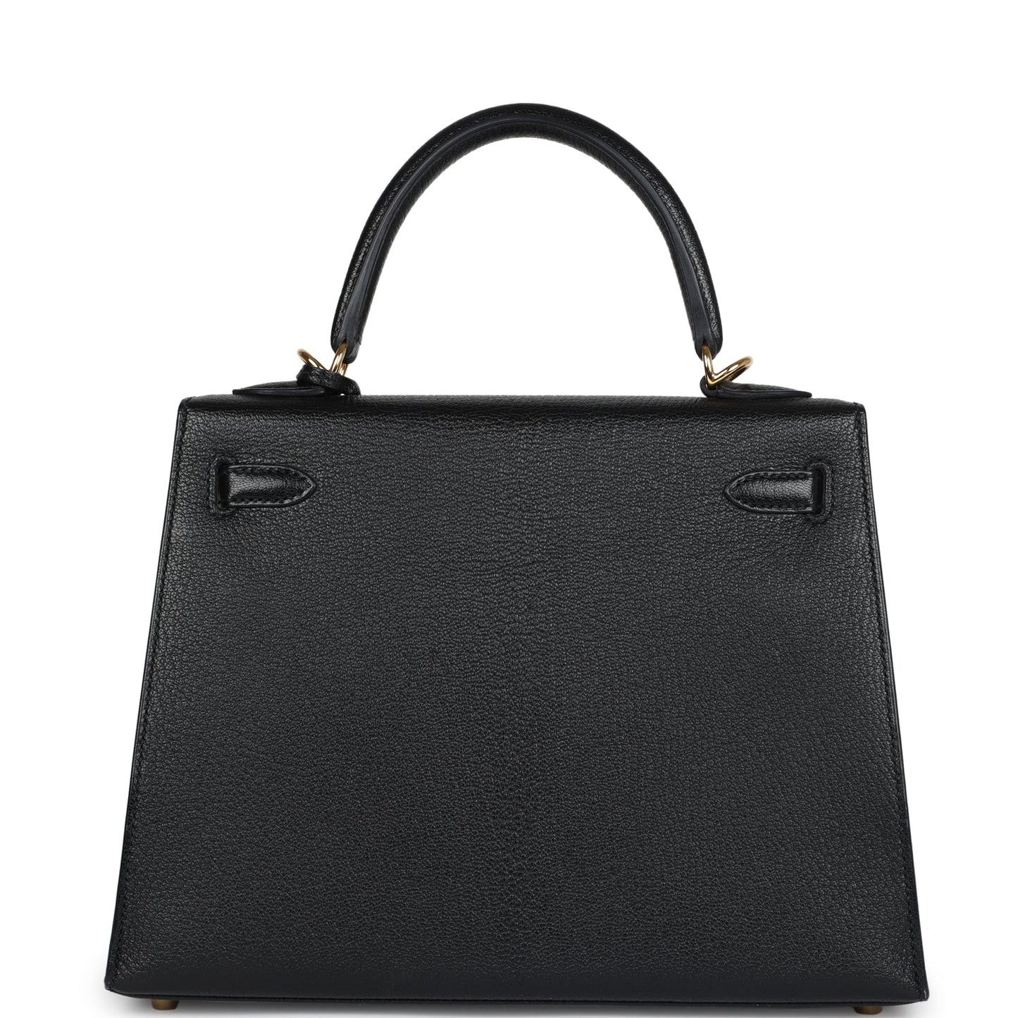 Hermes Kelly Sellier 25 Black Chevre Mysore Gold Hardware