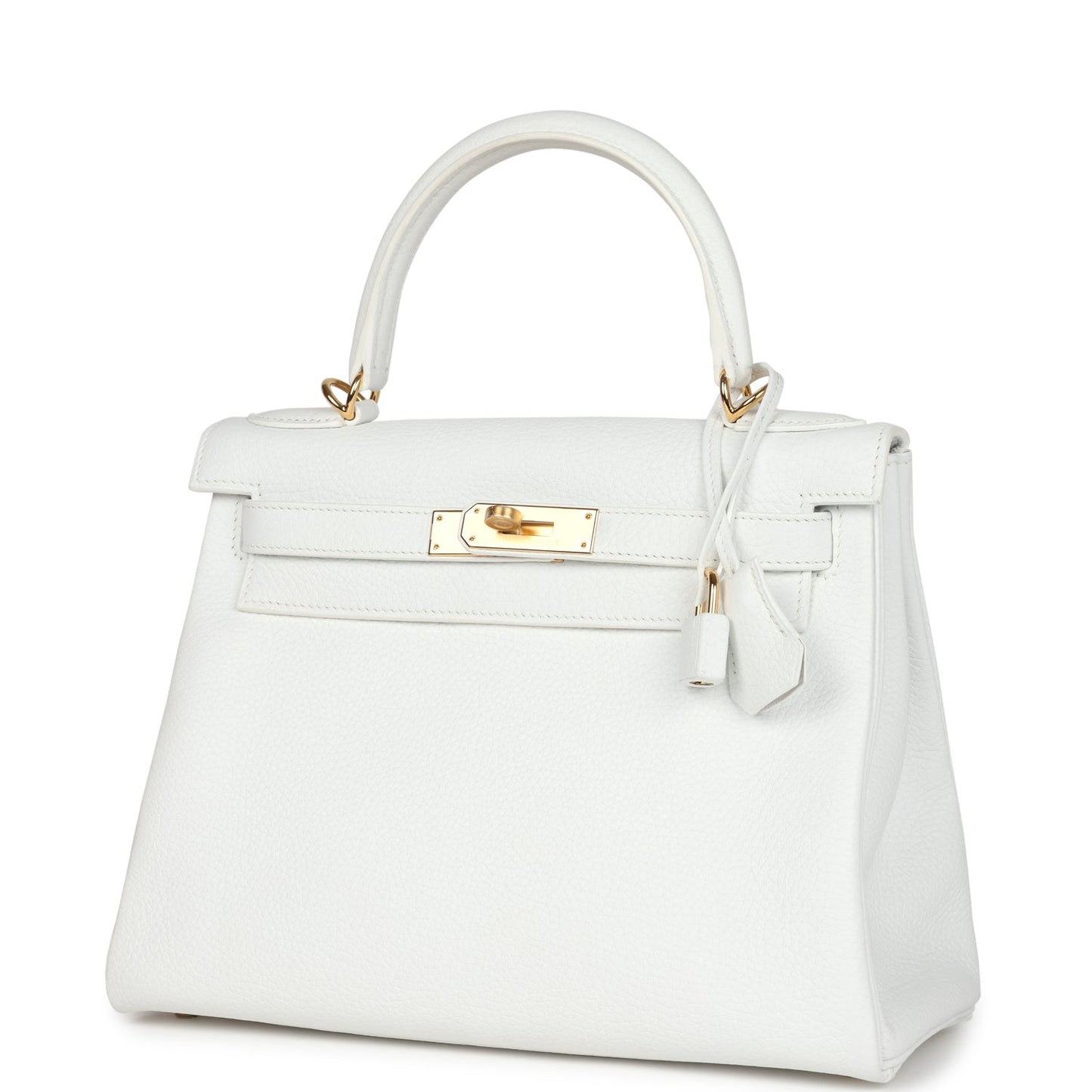 Hermes Kelly Retourne 28 White Clemence Gold Hardware