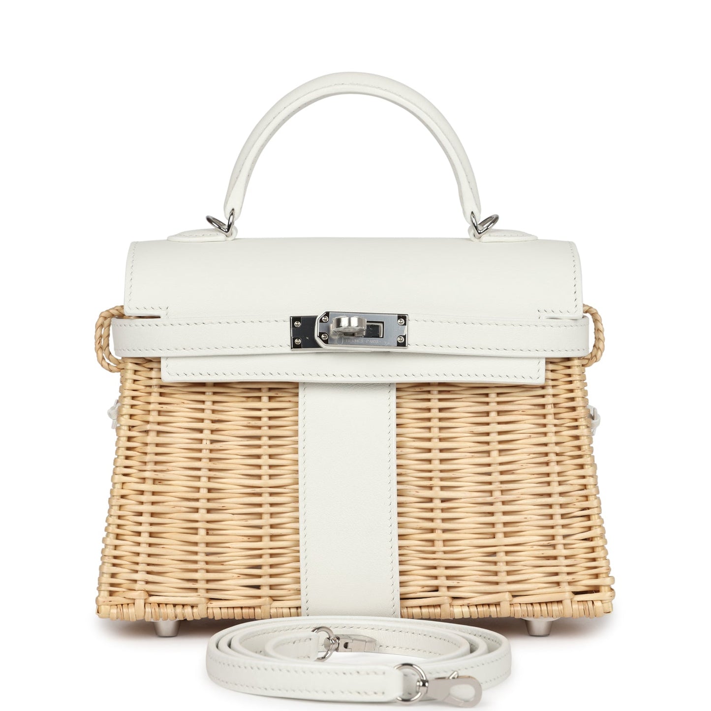 Hermes Mini Picnic Kelly 20 White Swift Palladium Hardware