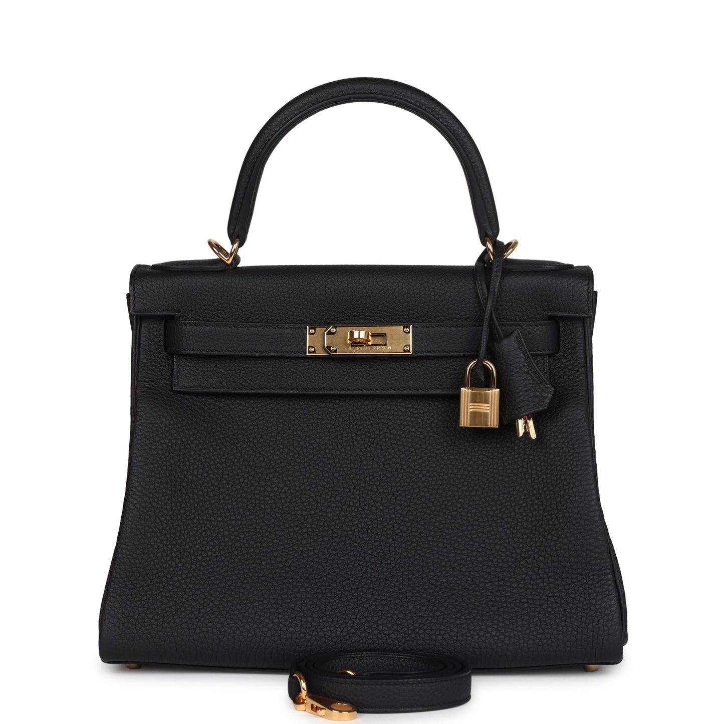 Hermes Kelly Retourne 28 Black Togo Gold Hardware