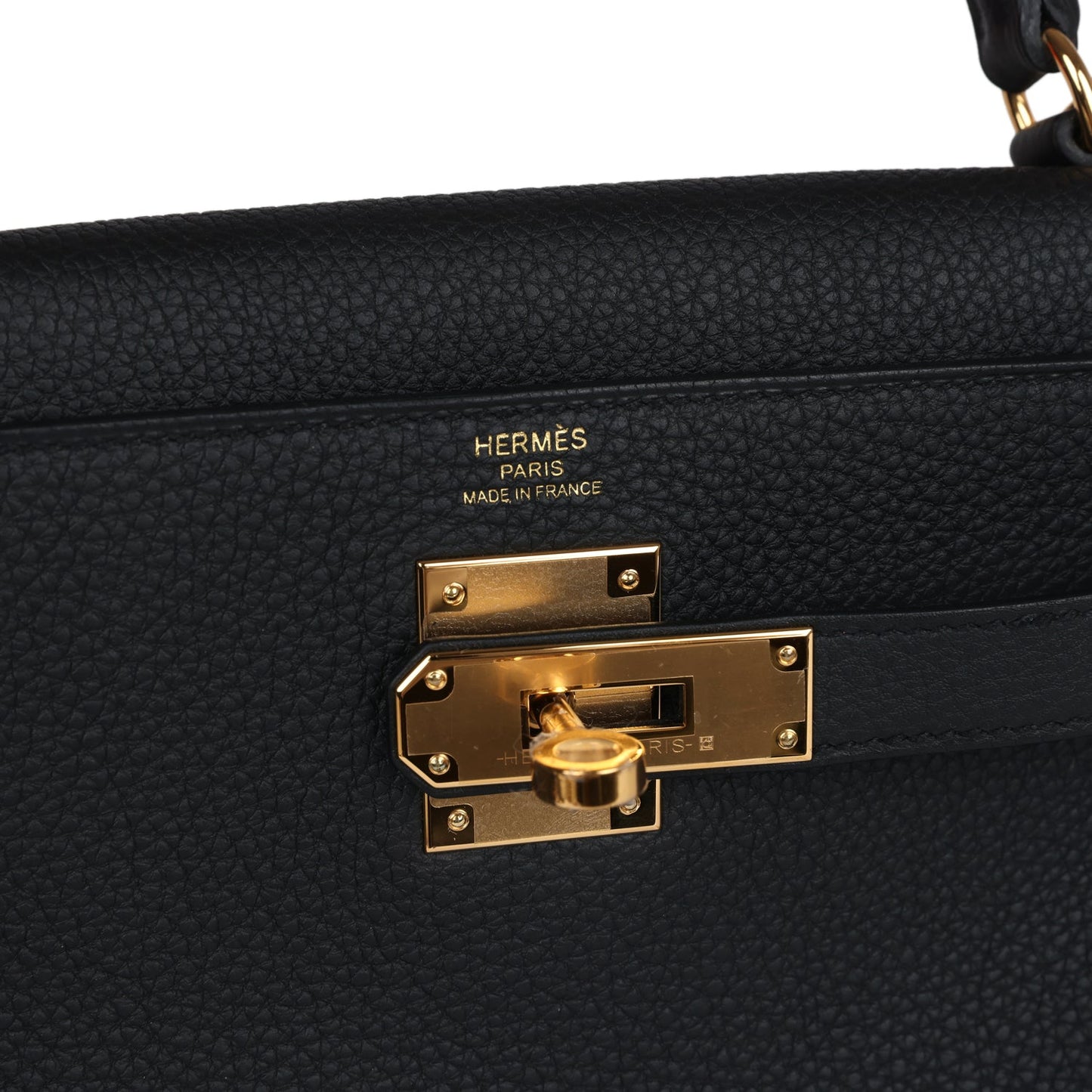 Hermes Kelly Retourne 28 Black Togo Gold Hardware