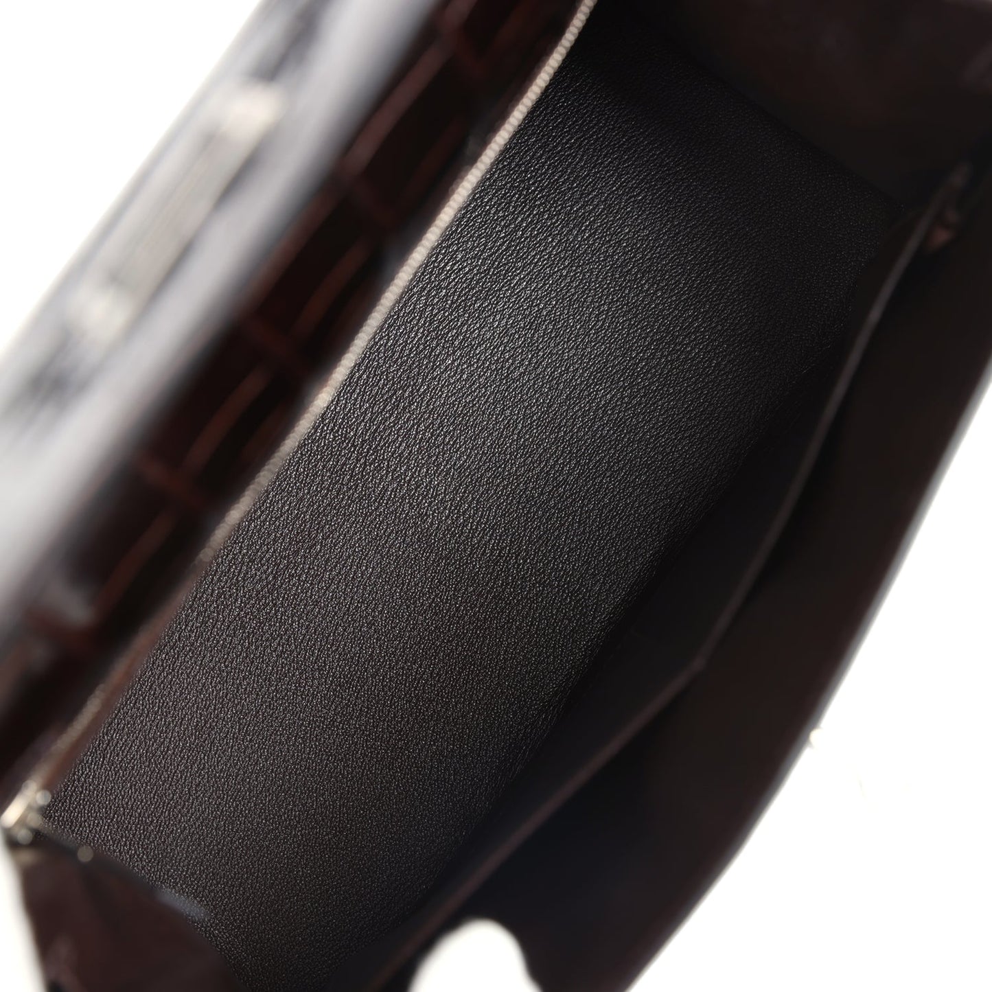 Hermes Kelly Sellier 28 Cocoan Shiny Niloticus Crocodile Palladium Hardware