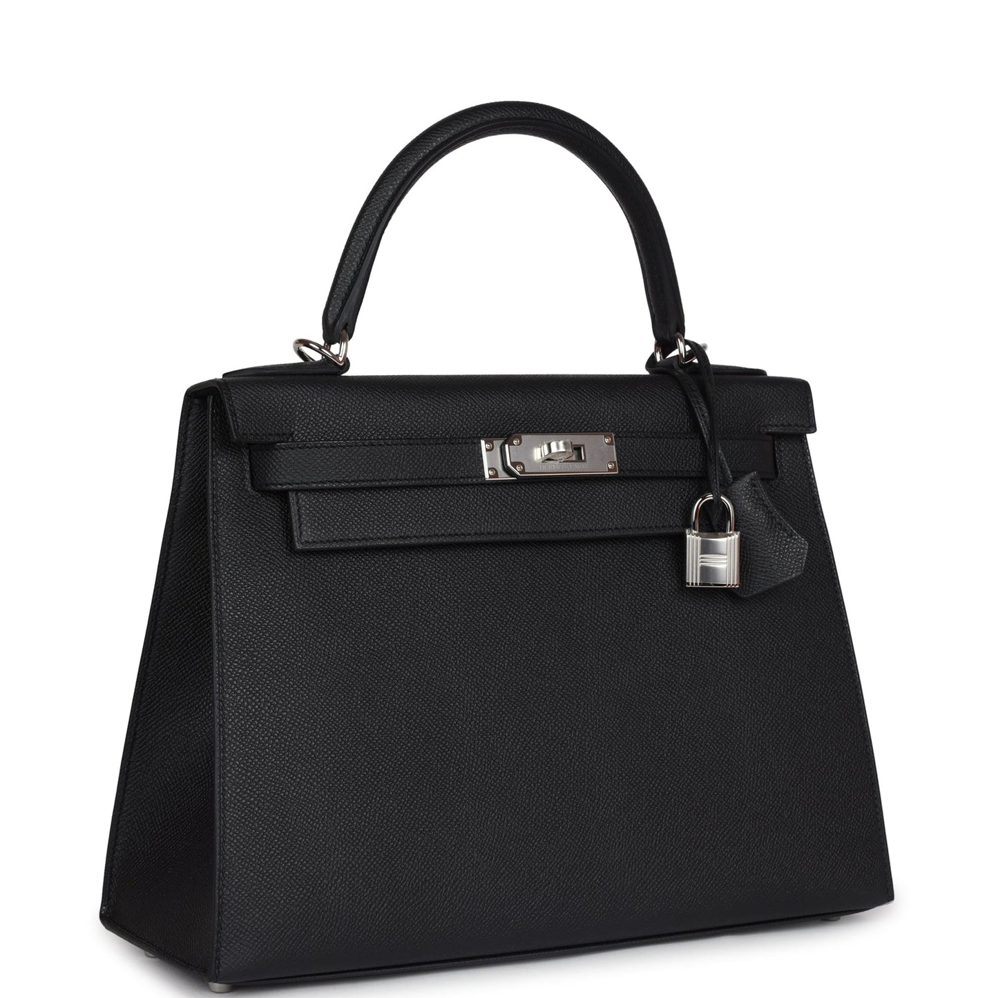 Hermes Kelly Sellier 28 Black Epsom Palladium Hardware
