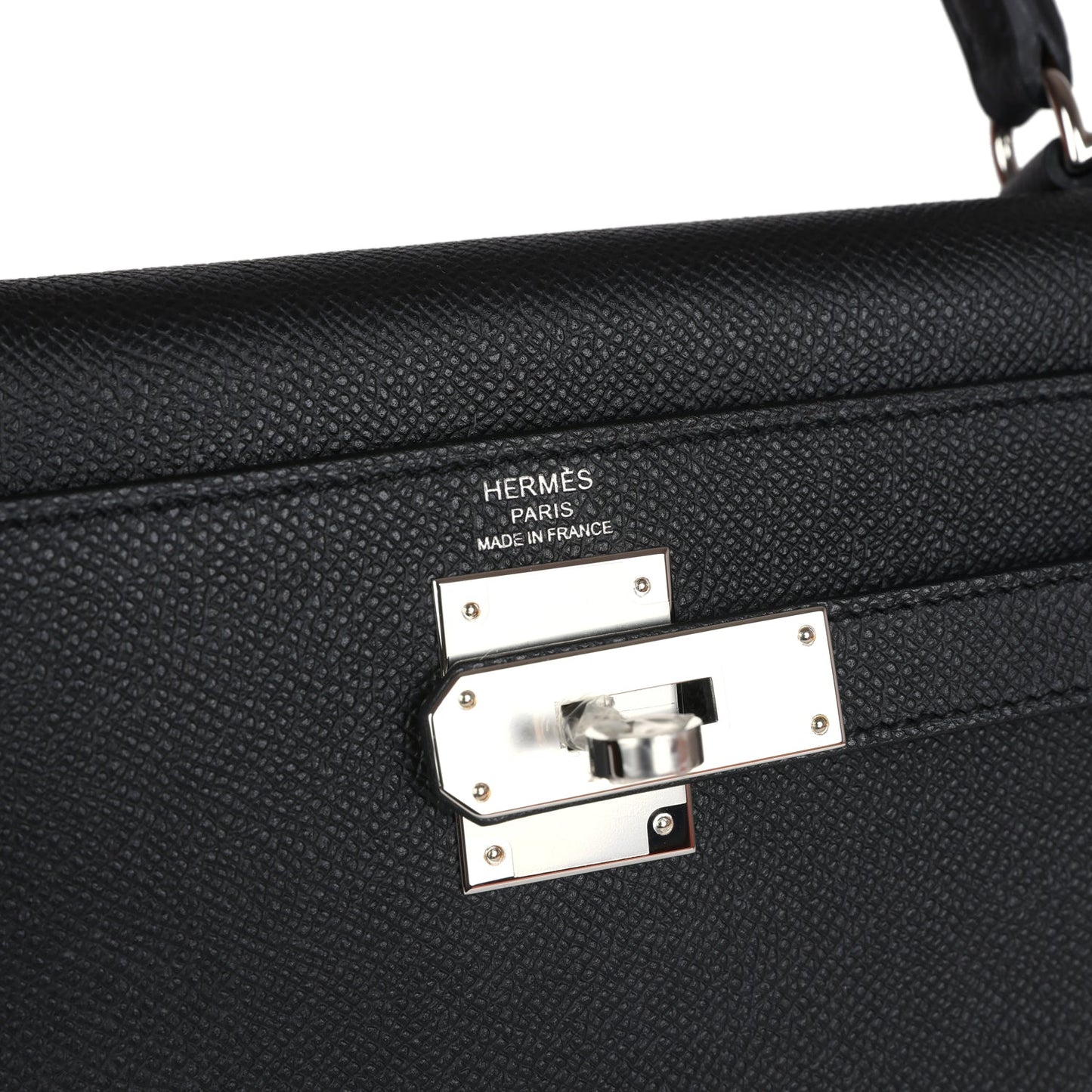 Hermes Kelly Sellier 28 Black Epsom Palladium Hardware