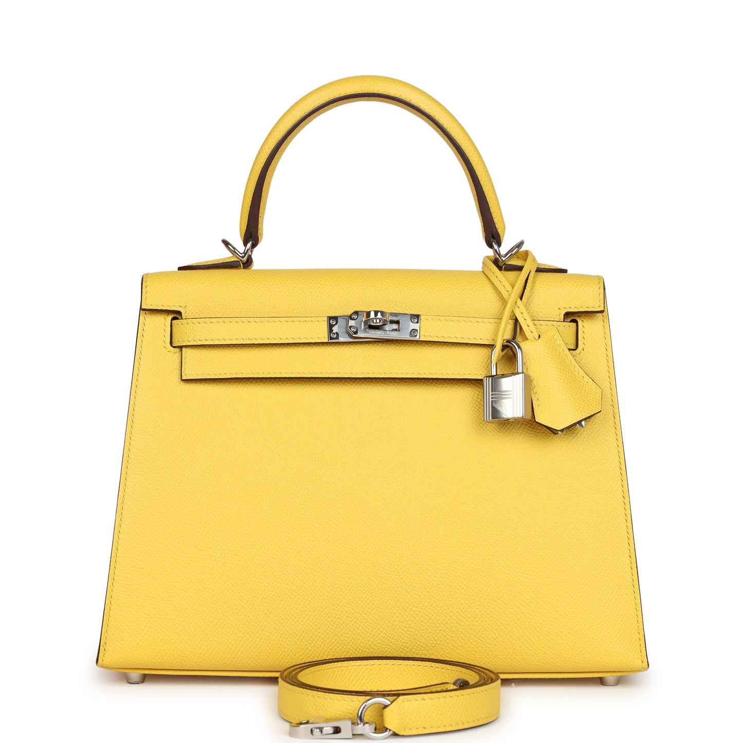 Hermes Kelly Sellier 25 Jaune De Naples Epsom Palladium Hardware