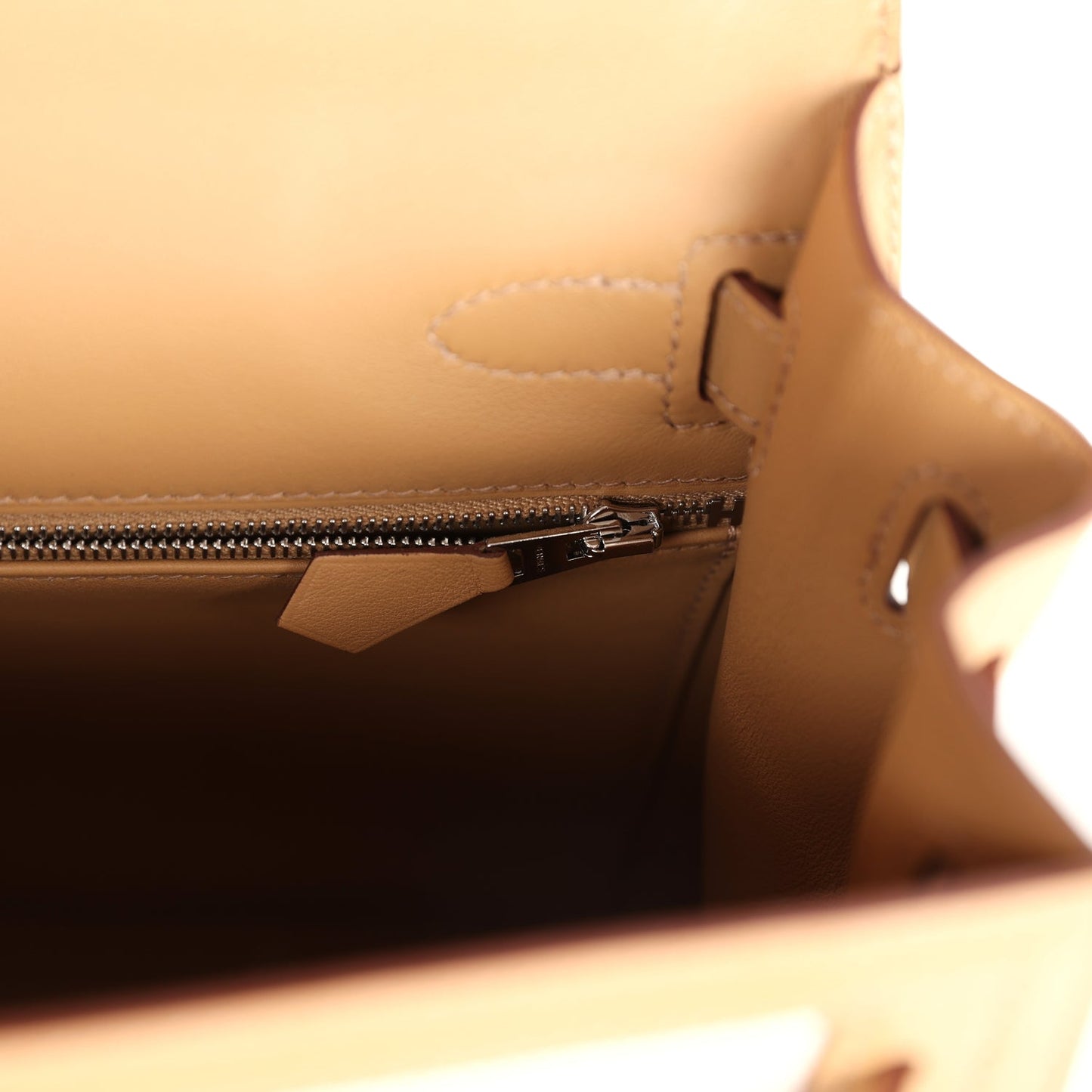 Hermes Kelly Sellier 28 Biscuit Toile H Canvas and Swift Palladium Hardware