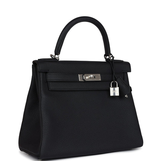Hermes Kelly Retourne 28 Black Togo Palladium Hardware