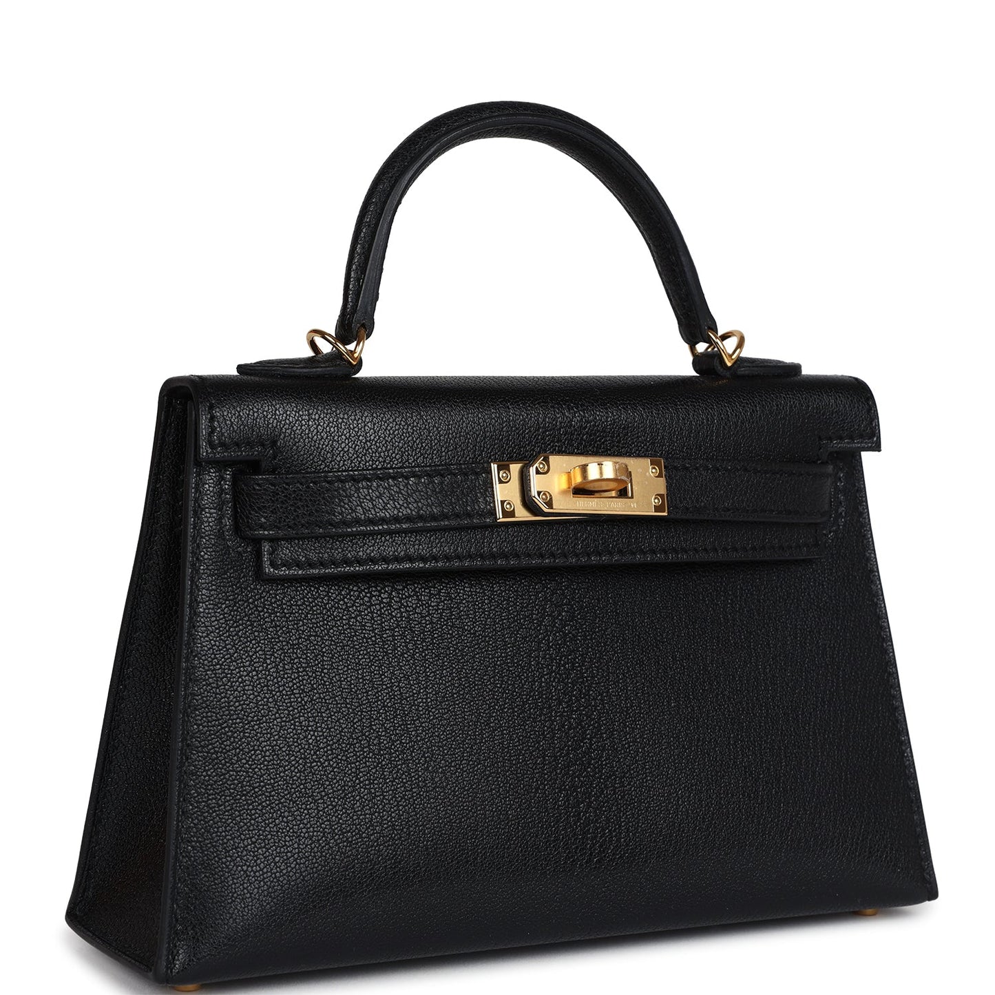 Hermes Kelly Sellier 20 Black Chevre Mysore Gold Hardware